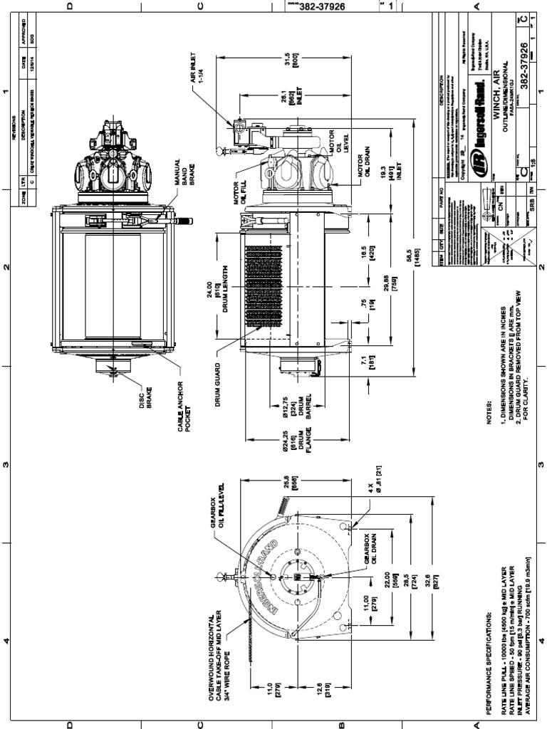 Third Gen Air Winches FA5A 24MK1GJ With Manual Band Auto Disc Brake and