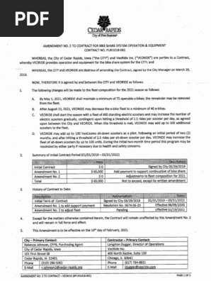 Amendment No. 2 to contract for electronic scooters and bikes  