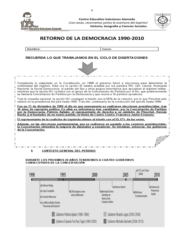 Retorno a la Democracia en Chile 1990-2010 | PDF | Chile | Augusto Pinochet