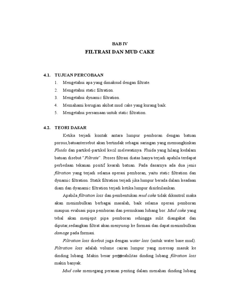 Filtrasi dan Pembentukan Mud Cake | PDF