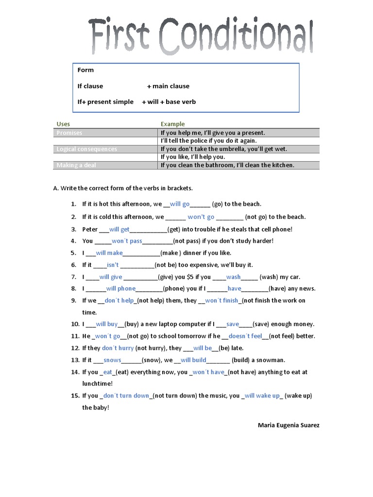 First Conditional Activity 1 | PDF