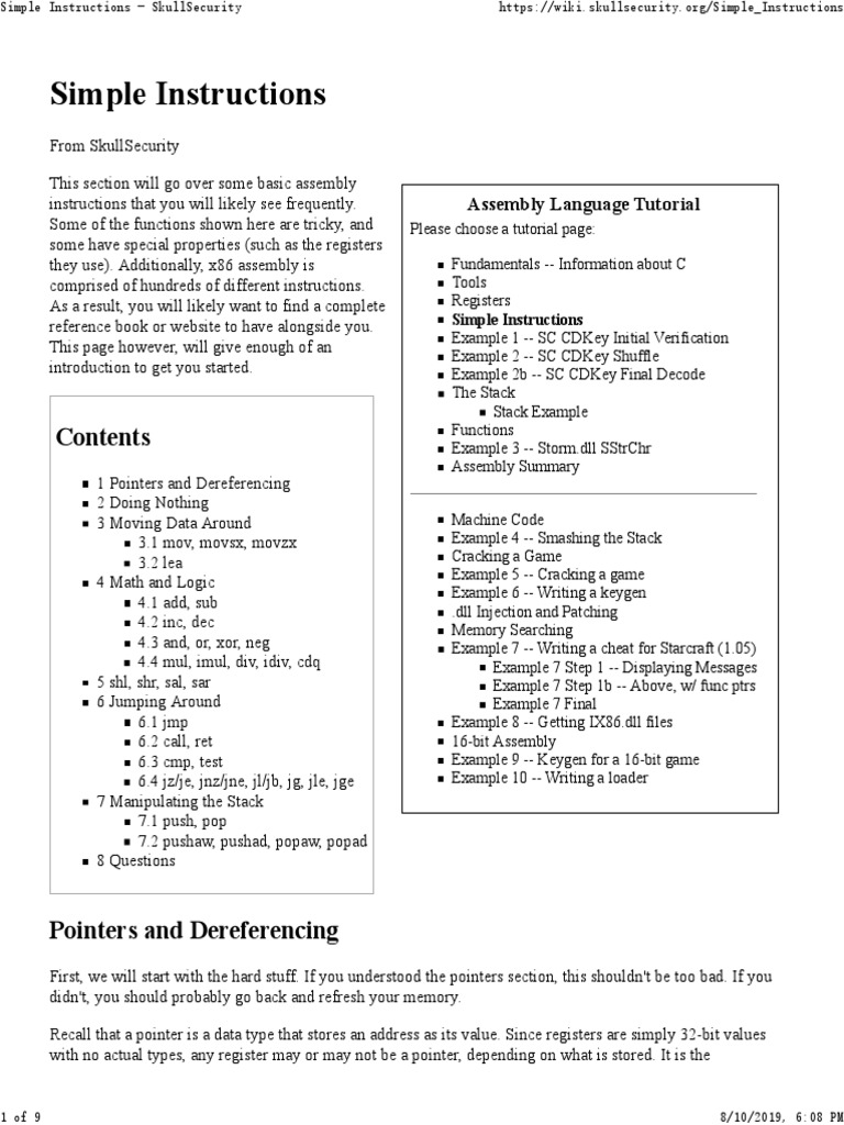 Basic Assembly Language Guide | PDF | Pointer (Computer Programming ...