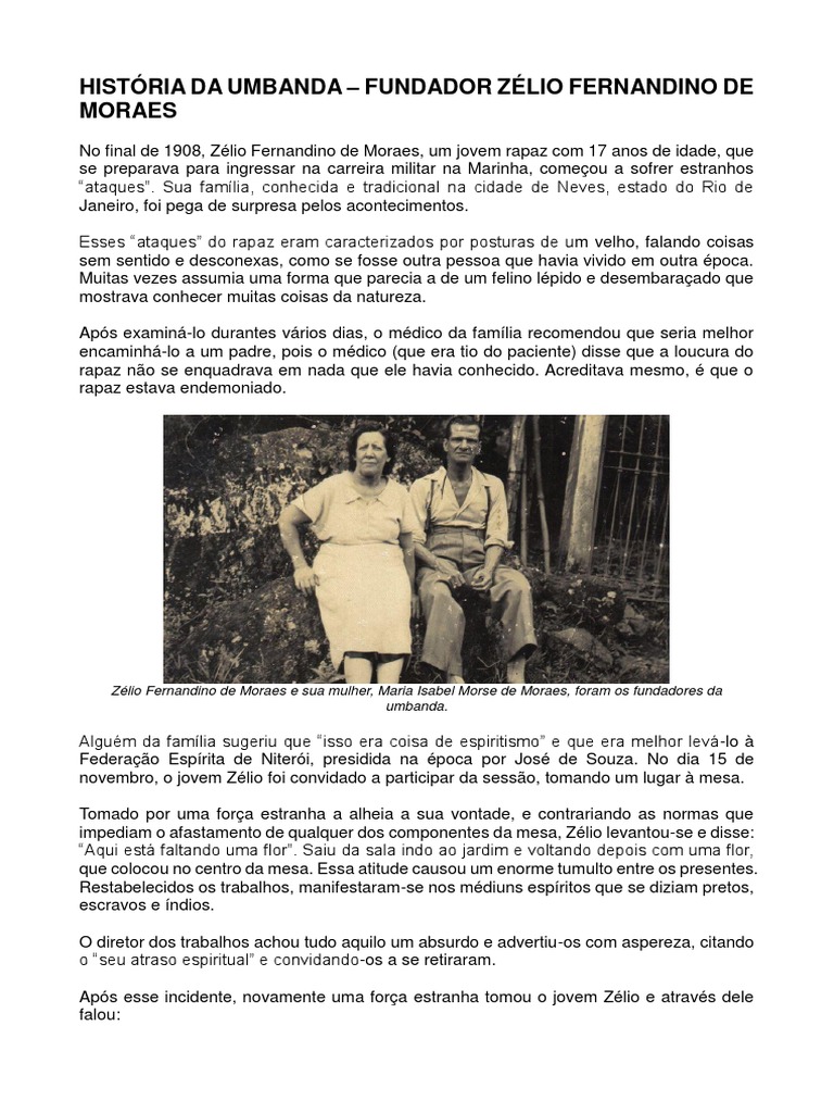 Fundador da Umbanda: Zélio de Moraes | PDF | Espiritismo | Amor