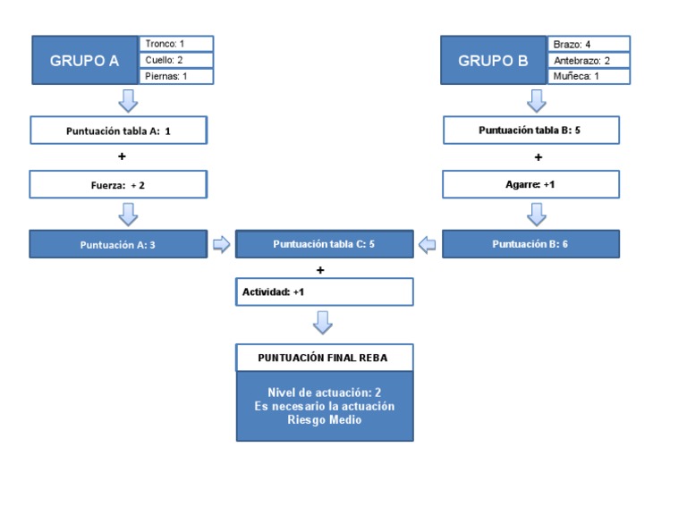 Análisis de Puntuaciones Método REBA | PDF