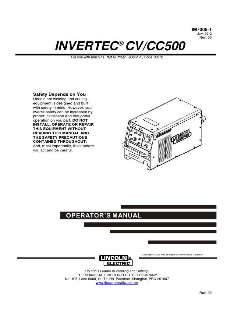 Invertec CVCC 500 Manual Book PDF Welding Construction