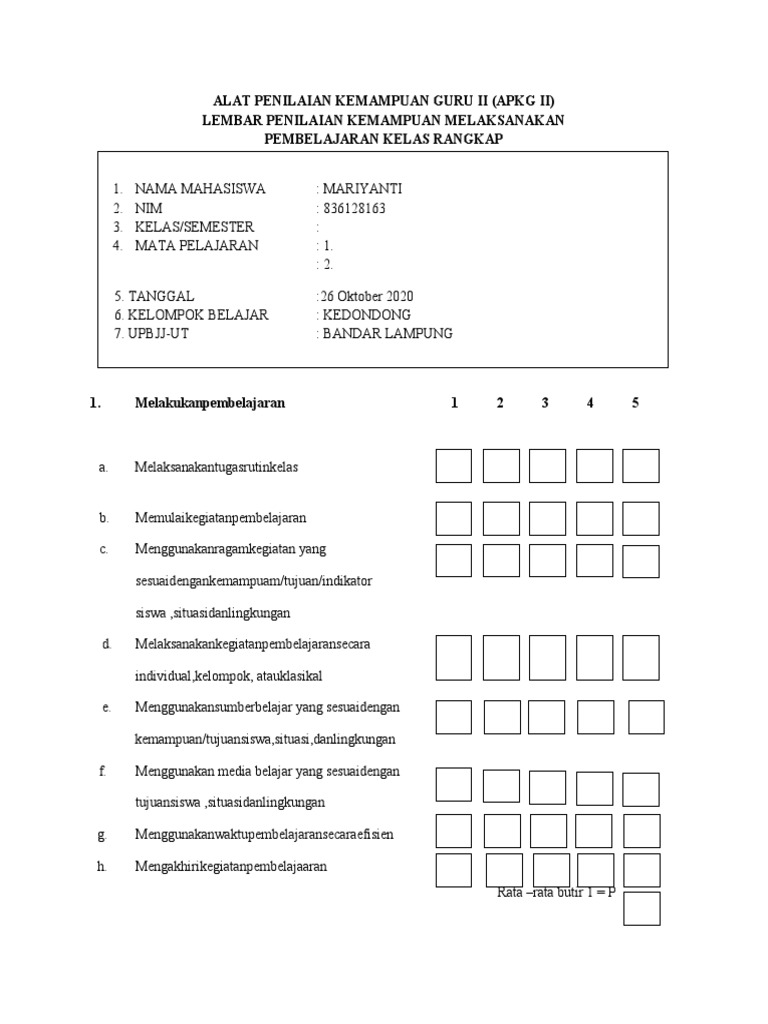 Penilaian Kemampuan Pembelajaran APKG II | PDF | Karier & Perkembangan ...