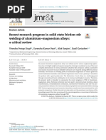 Recent Research Progress in Solid State Friction-Stir Welding of Aluminium-Magnesium Alloys: A Critical Review