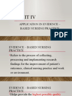Unit Iv: Application in Evidence - Based Nursing Practice