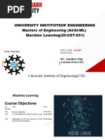 University Instituteof Engineering Masters of Engineering (AI/AI-ML) Machine Learning (20-CST-651)