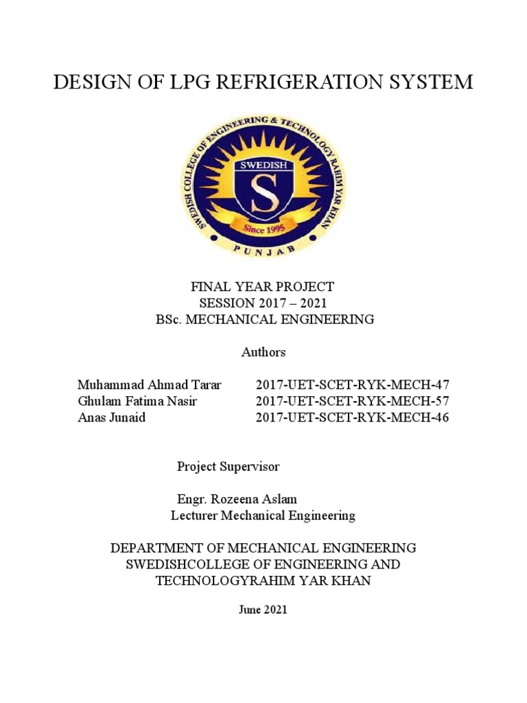 Design of LPG Refrigeration System June 2021 PDF Liquefied