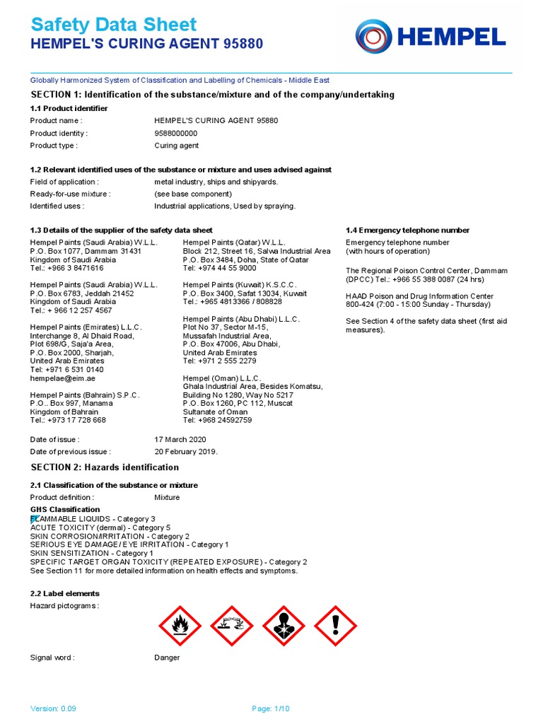 C) MSDS Curing Agent (02nd Coat) | PDF | Toxicity | Firefighting