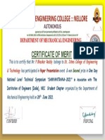 Narayana Engineering College:: Nellore: Certificate of Merit