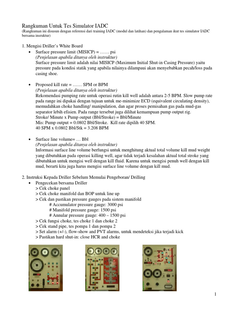 Rangkuman Tes Simulator IADC | PDF | Teknologi & Rekayasa