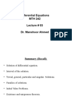 Differential Equations MTH 242 Lecture # 03 Dr. Manshoor Ahmed