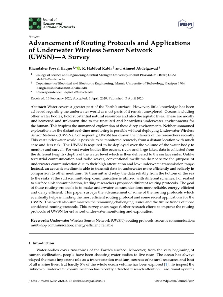 Advancement of Routing Protocols and Applications of Underwater ...