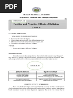 Positive and Negative Effects of Religion: (Lesson 3)