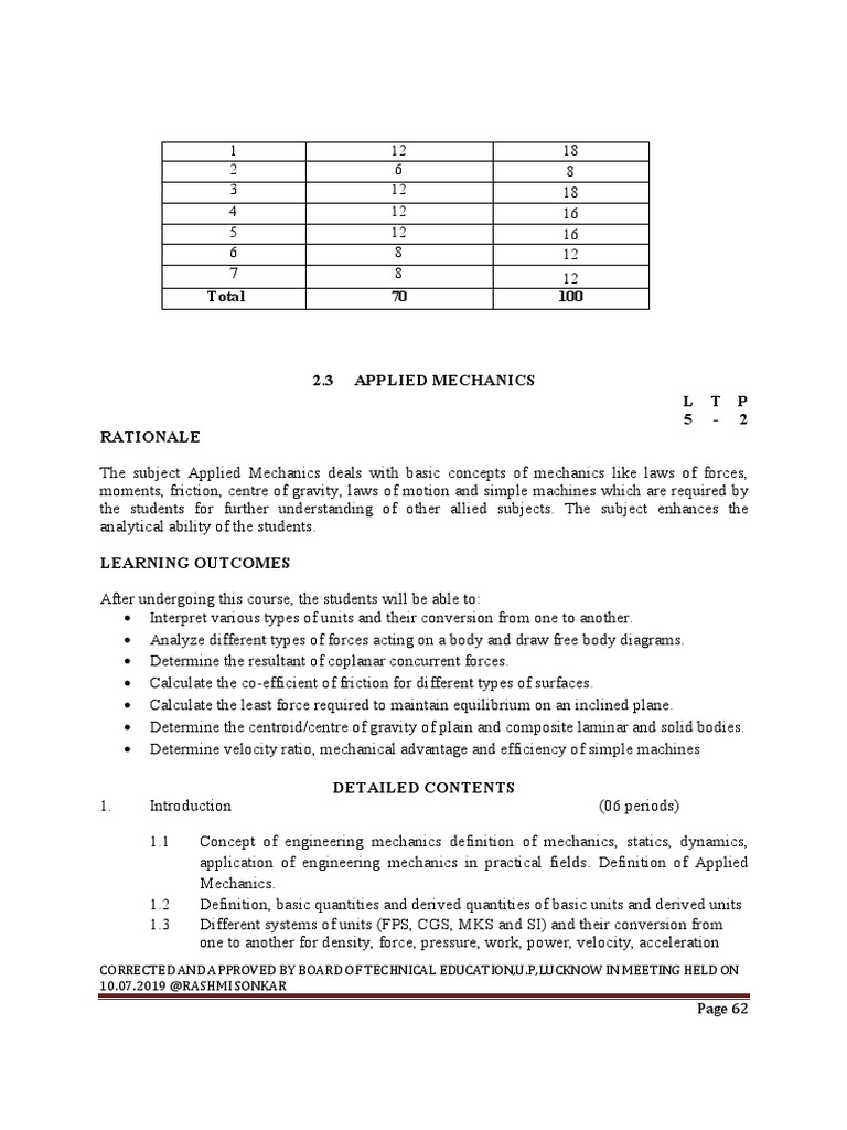 Applied Mechanics Course Overview | PDF | Force | Machines