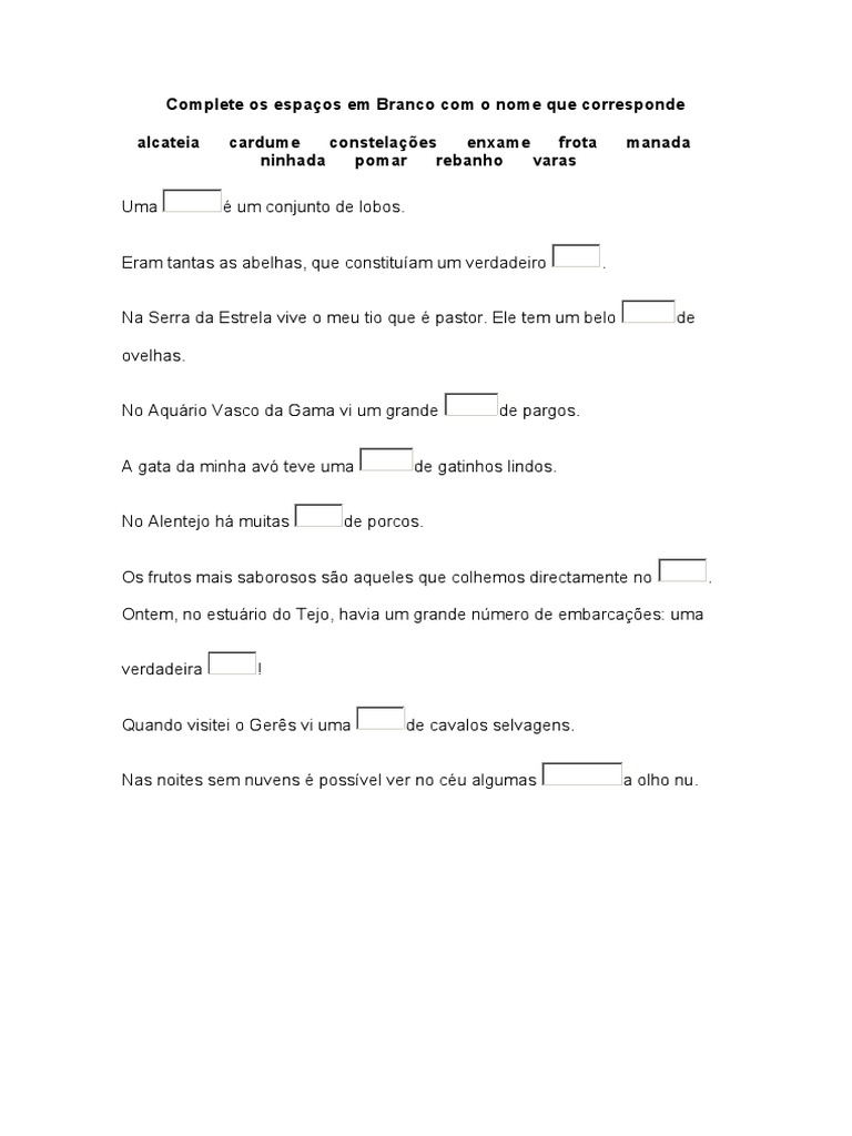 Complete Os Espaços em Branco Com o Nome Que Corresponde | PDF | Drogas ...