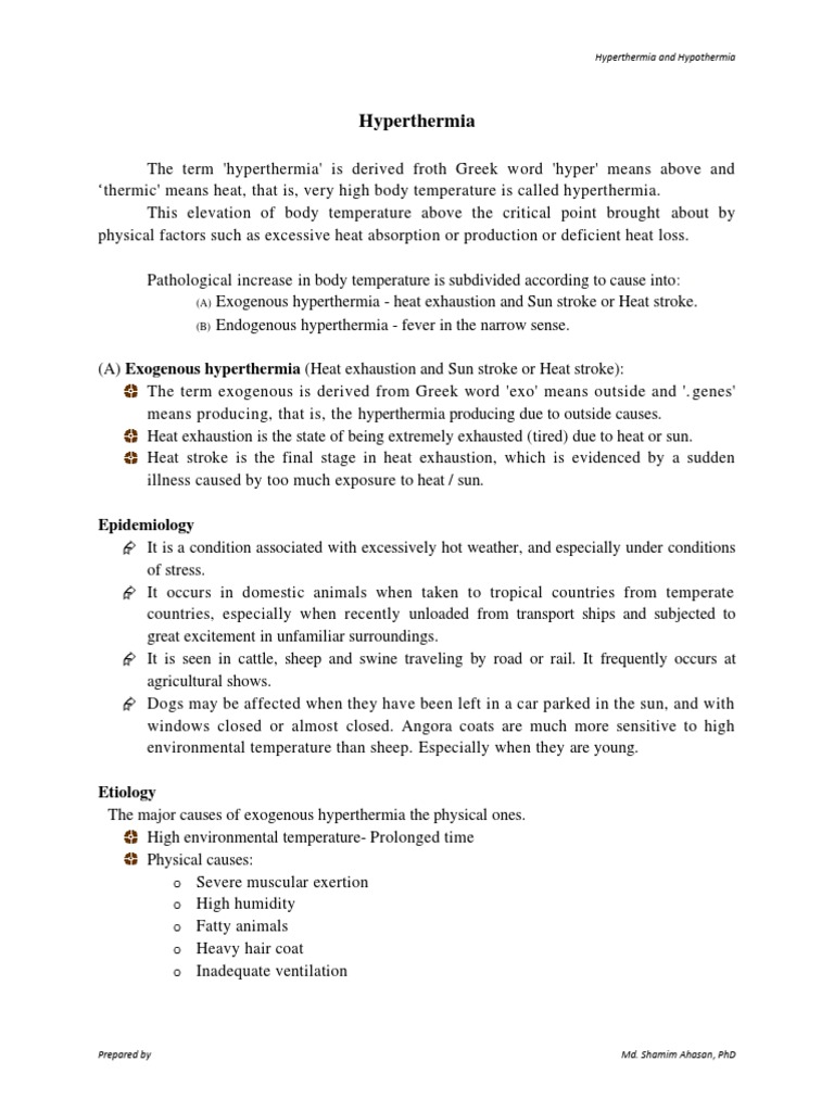 Hyperthermia and Hypothermia | PDF | Hyperthermia | Hypothermia