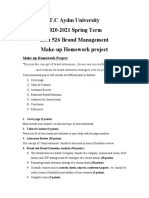 T.C Aydın University 2020-2021 Spring Term ISM 526 Brand Management Make-Up Homework Project