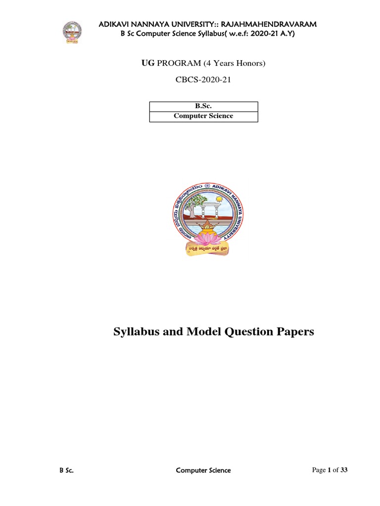 Syllabus and Model Question Papers: UG PROGRAM (4 Years Honors) | PDF ...