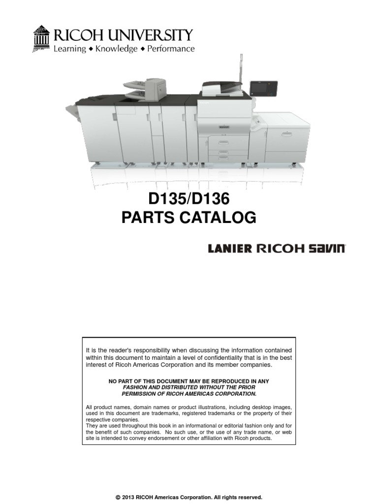 Ricoh MP C6502 & MP C8002 Part Catalog | PDF | Intellectual