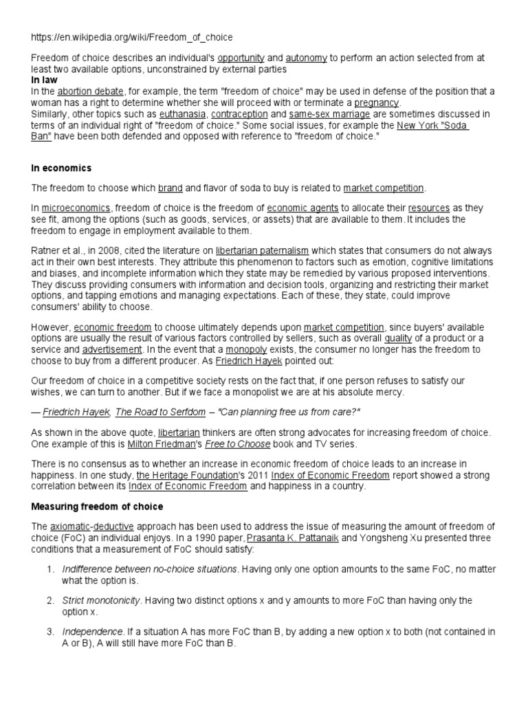 Understanding Freedom of Choice | PDF | Free Will | Philosophical Theories
