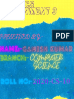 Assignment 3: Name: Ganesh Kumar