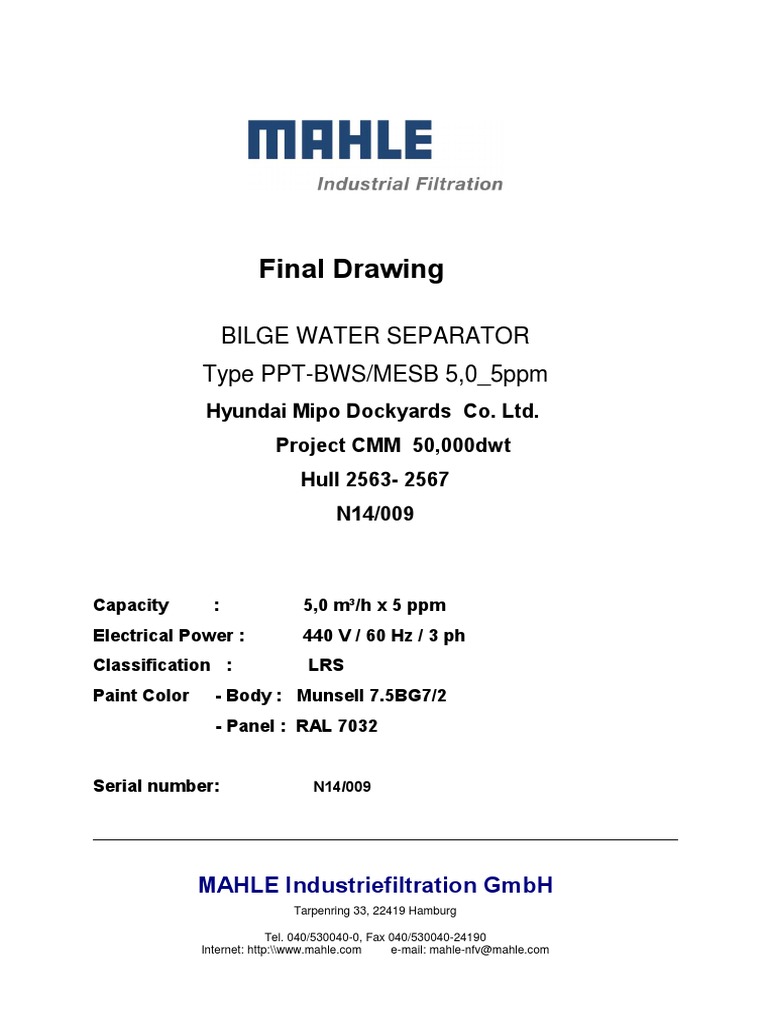 Mahle Industriefiltration GmbH PPT-BWS/MESB 2500
