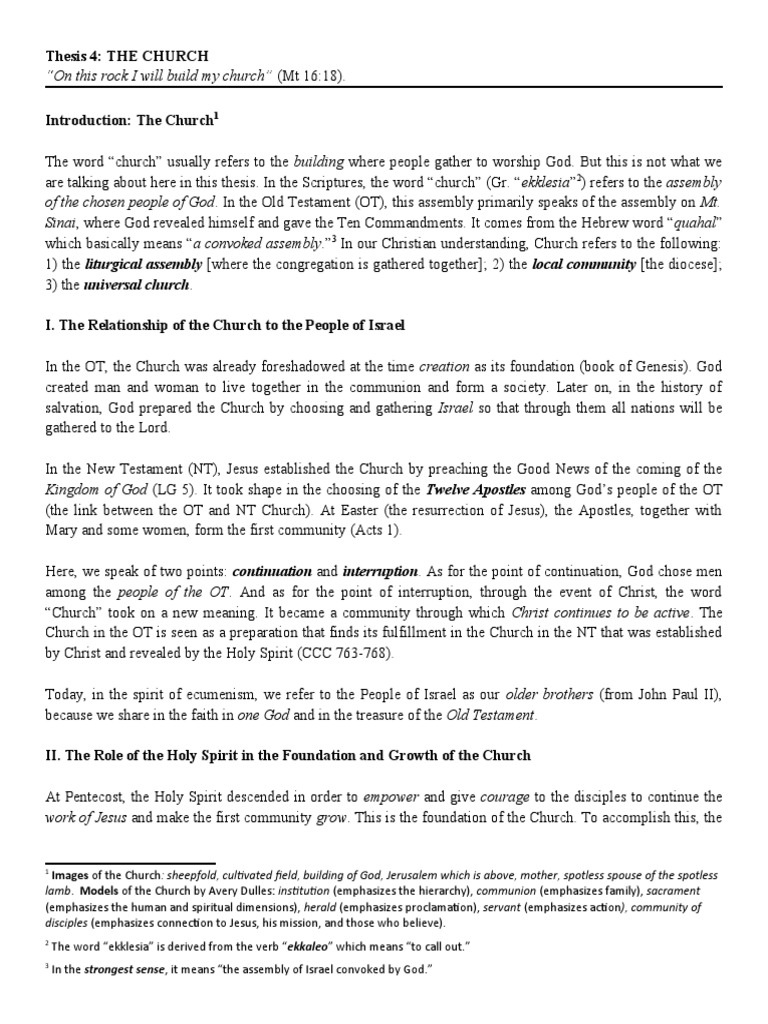 Thesis 4 The Church Pdf Catholic Church Eucharist