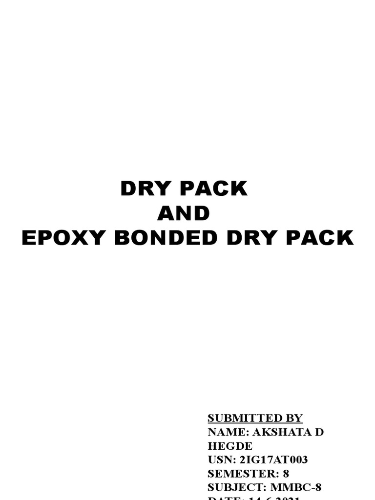Dry Pack AND Epoxy Bonded Dry Pack PDF Epoxy Mortar (Masonry)