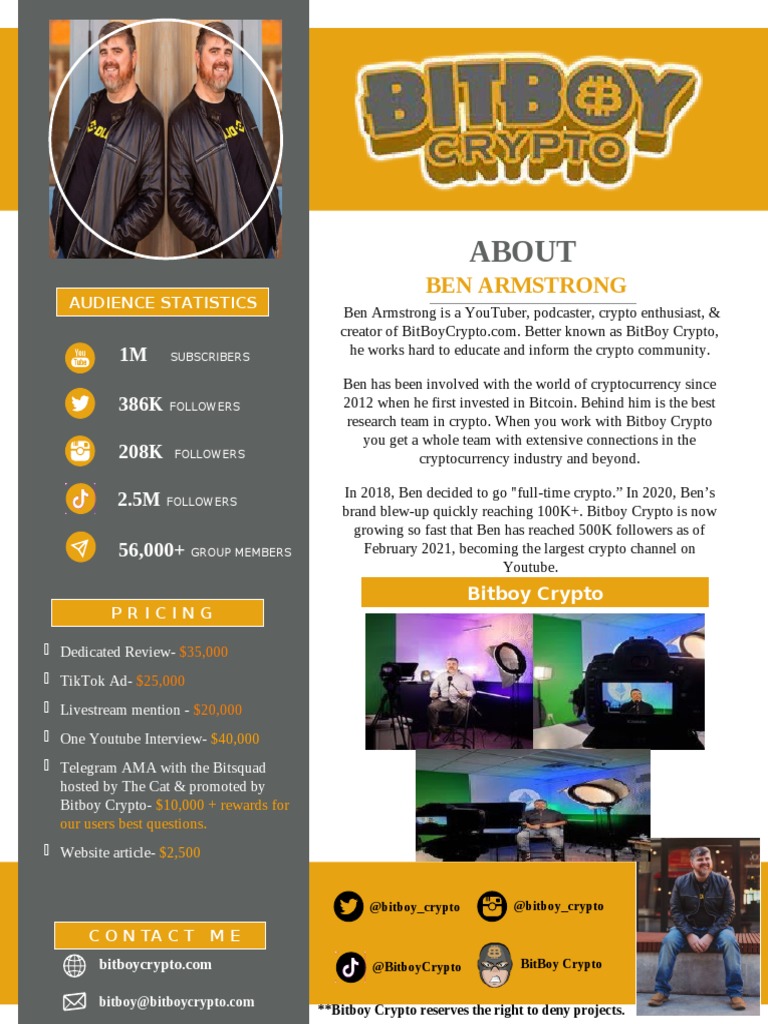 Bitboy Crypto Audience and Pricing Overview | PDF | Cryptocurrency | You  Tube