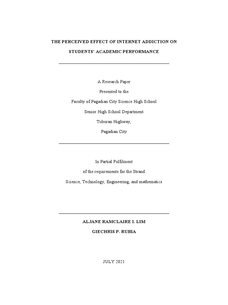 The Effect of Internet Addiction On Students | PDF | Internet | Data