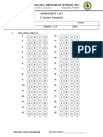 Uccp Magill Memorial School Inc.: Answer Sheet T.Le 7 1 Quarterly Examination Name: Score: Grade: Subject: T.L.E Date