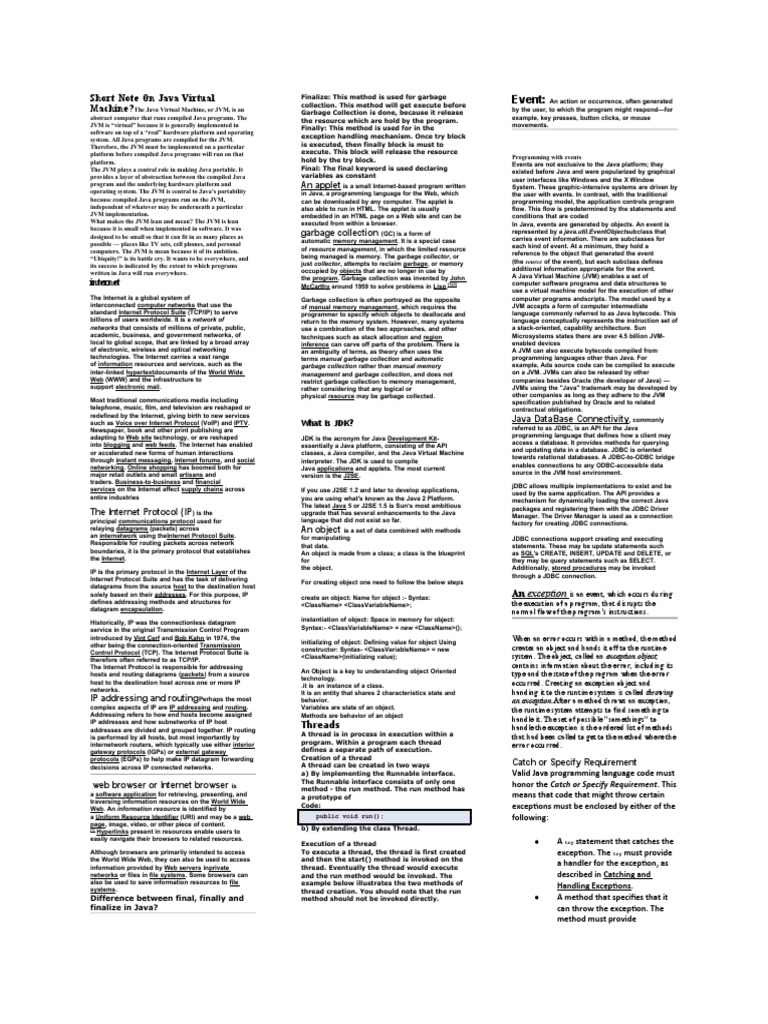 Computer Netwaok Short Notes | PDF | Object Oriented Programming ...