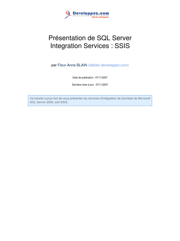 Ssis | PDF | Microsoft SQL Server | Fichier informatique