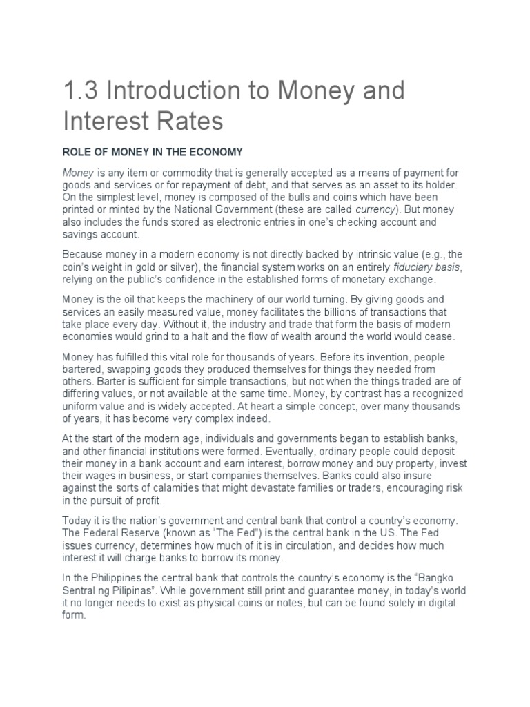 Intro to Money & Interest Rates | PDF | Currency | Money