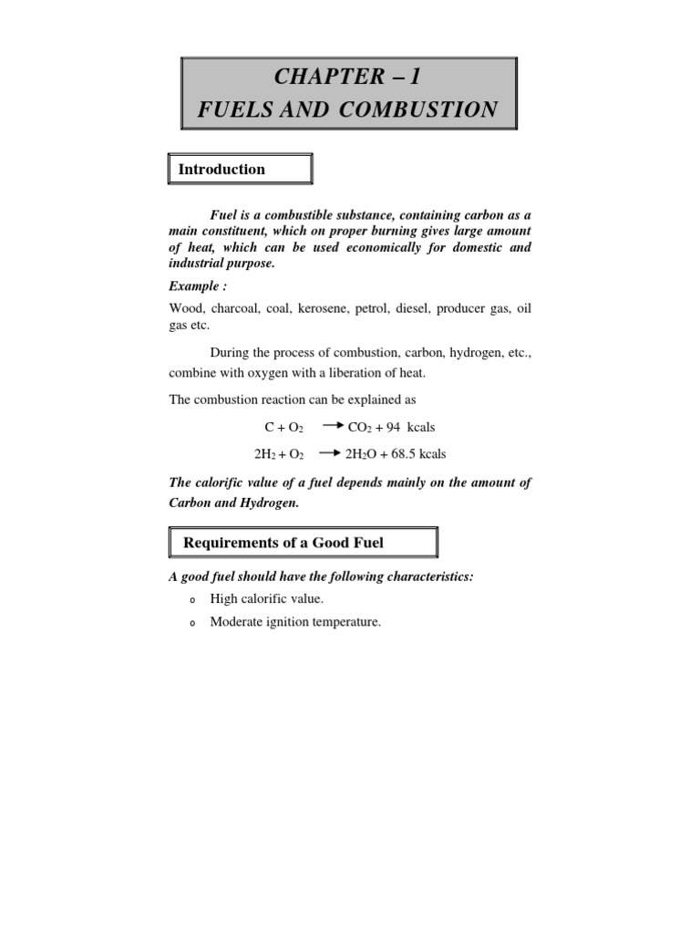 Unit 1-Fuel and Combustion | PDF | Coke (Fuel) | Fuels