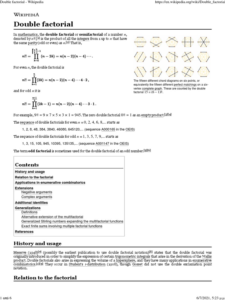 Double Factorial - Wikipedia | PDF | Functions And Mappings ...