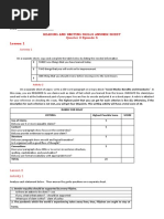 Lesson 1: Reading and Writing Skills Answer Sheet Quarter 3 Episode 6