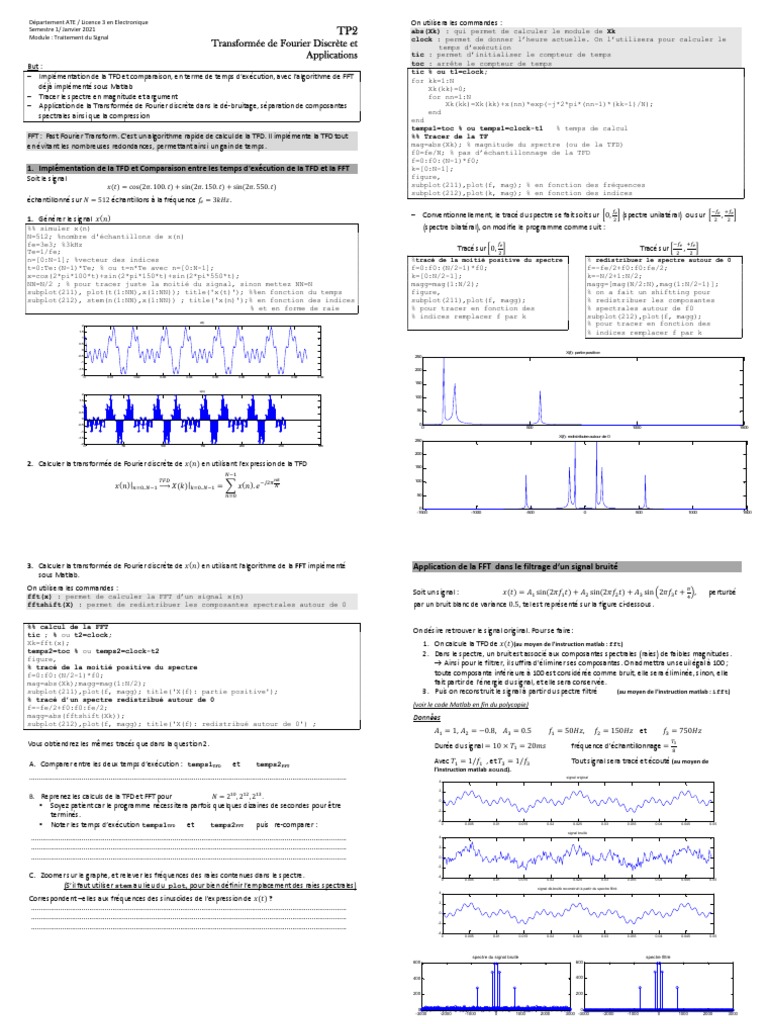 TFD et FFT : Comparaison et Applications | PDF | Transformation de ...