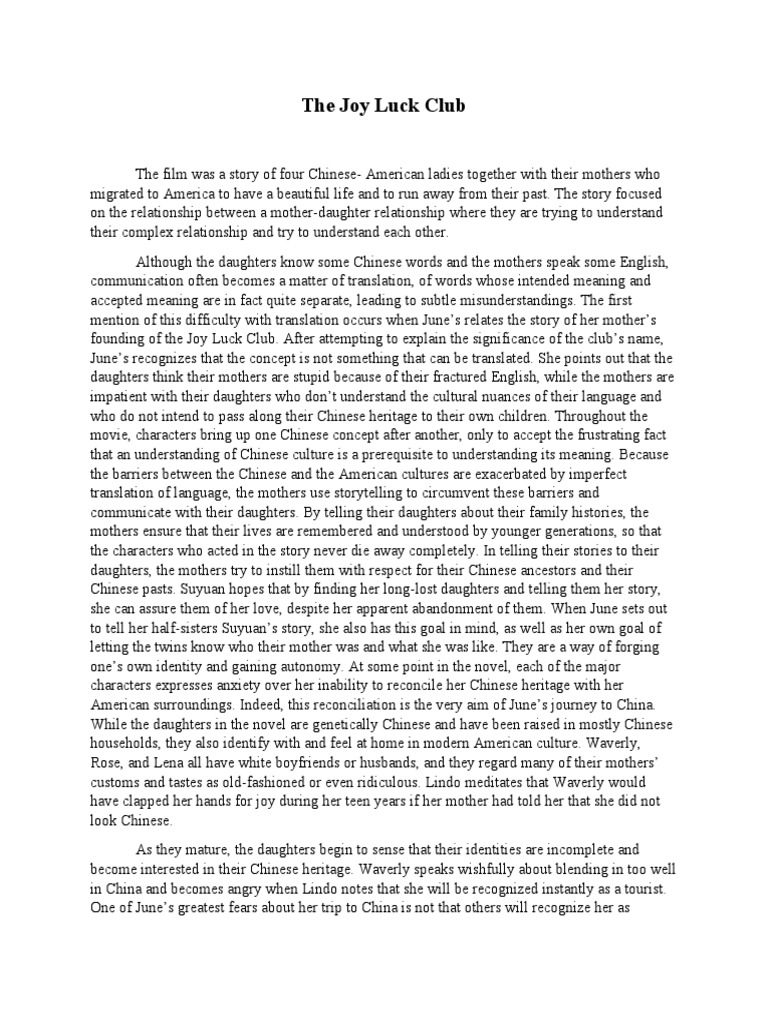 The Joy Luck Club | PDF | Human Nature | Science