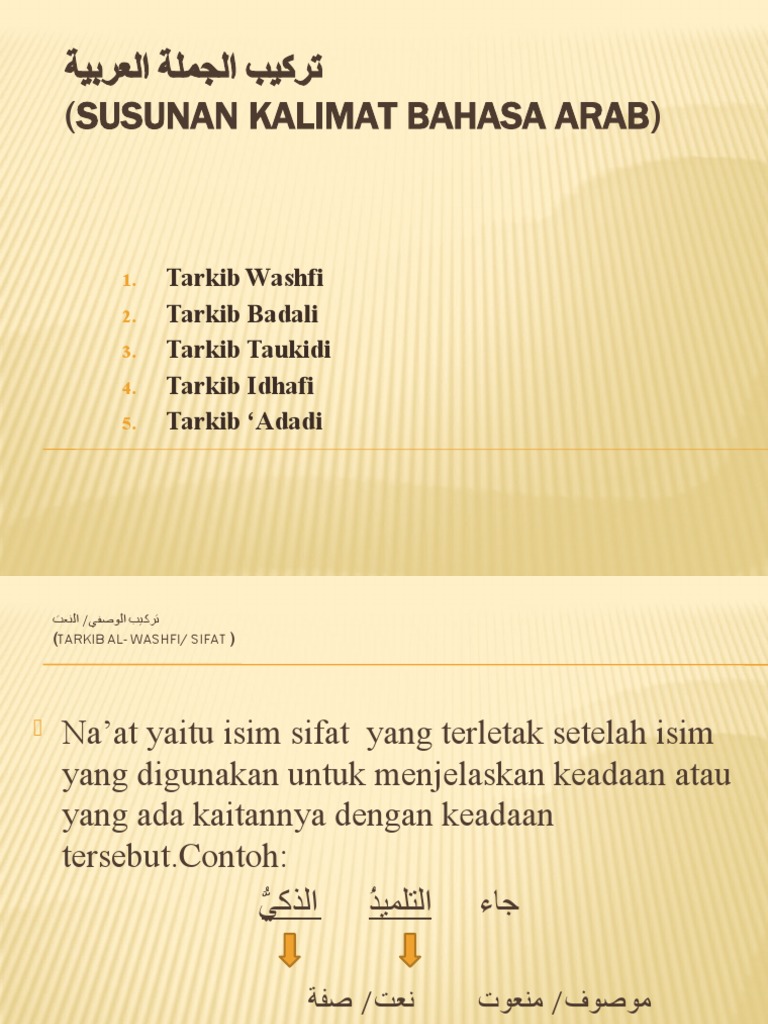 Macam-Macam Tarkib dalam Bahasa Arab | PDF | Seni & Disiplin Bahasa