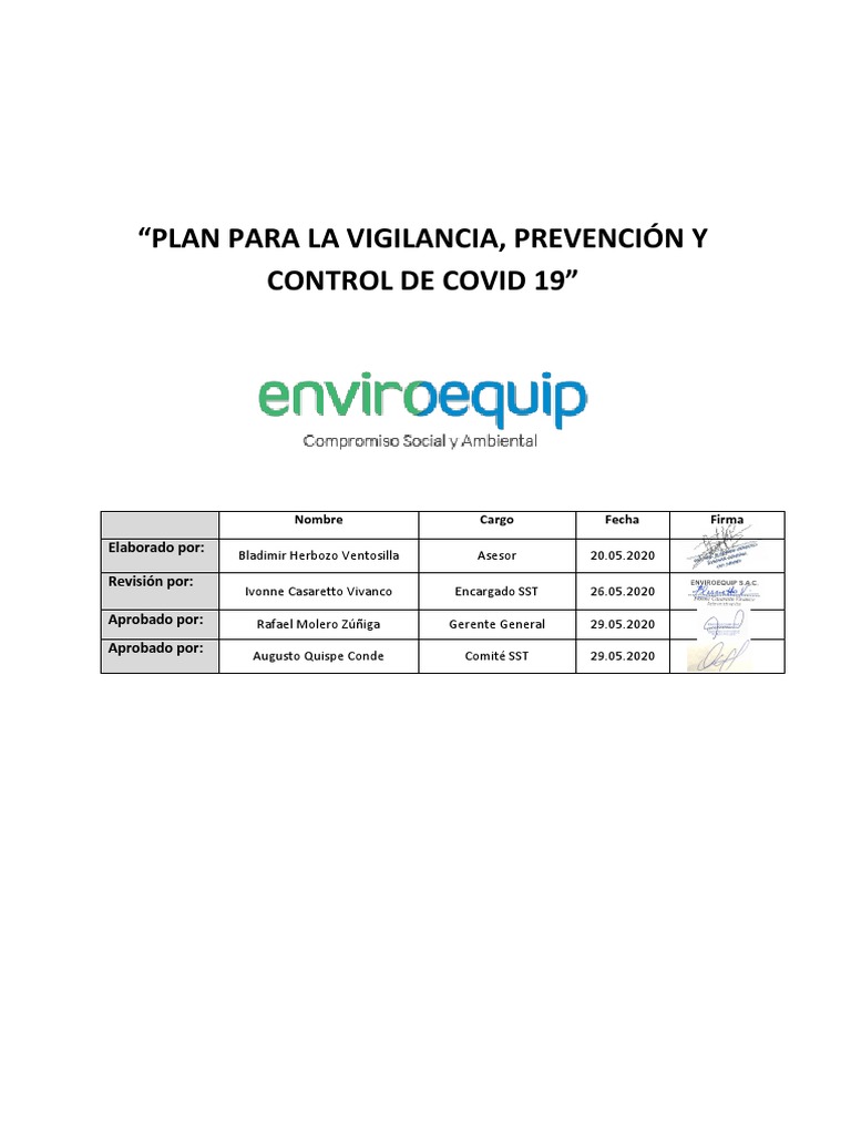 Plan para La Vigilancia Prevención y Control de COVID-19 | PDF ...