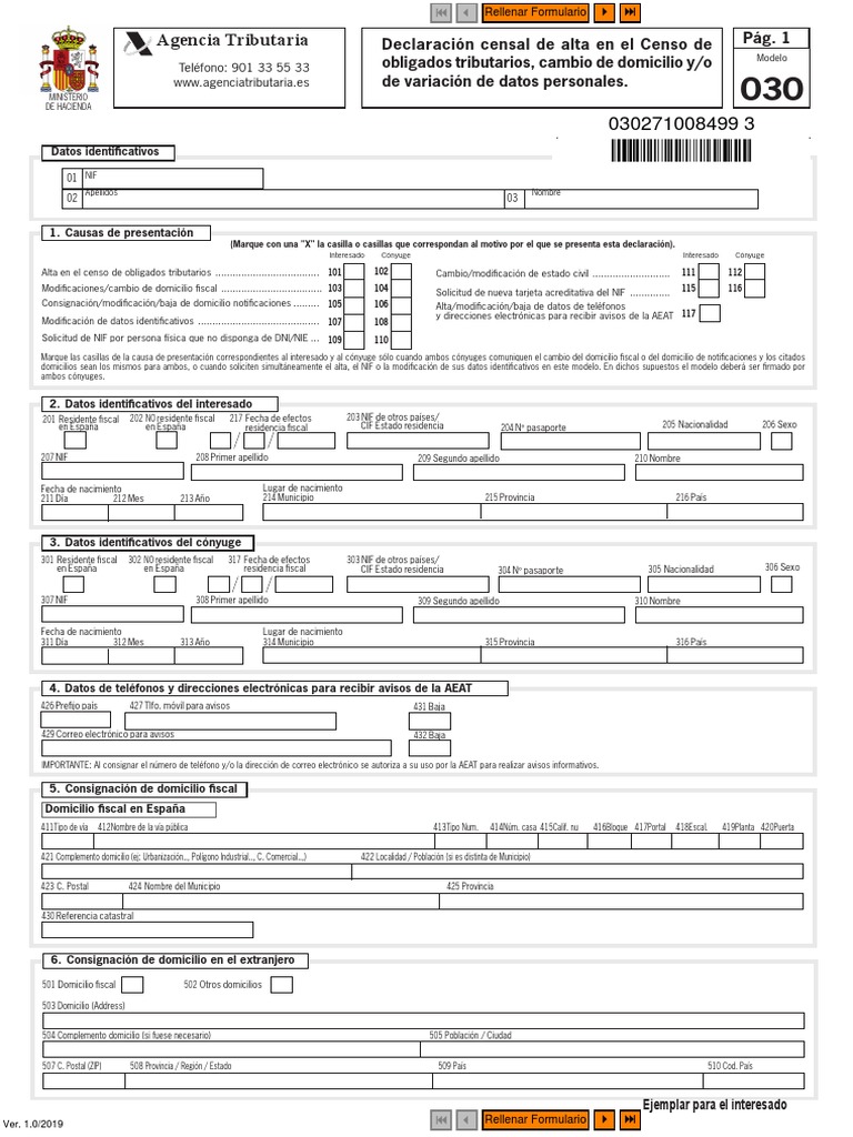Modelo 030: Declaración Censal Tributaria | PDF | Control de acceso ...