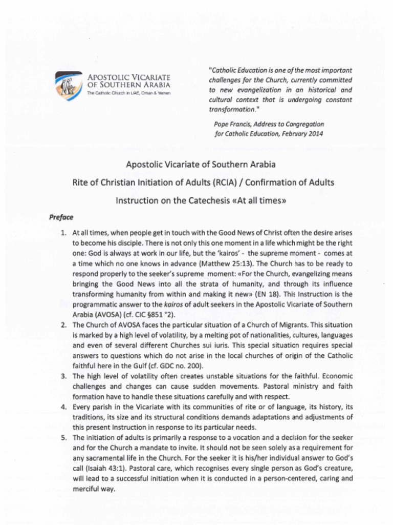 AVOSA RCIA Instruction at All Times | PDF