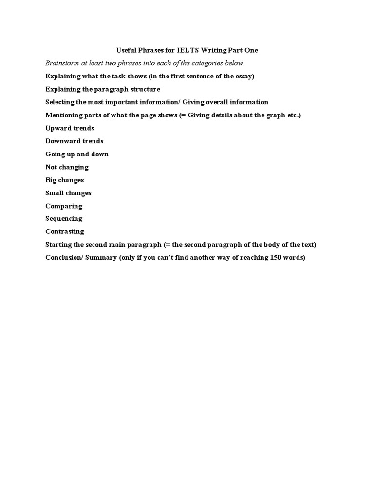 IELTS Writing Part 1 Phrases Guide | PDF | Chart | Paragraph