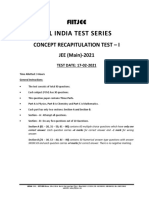 All India Test Series: Concept Recapitulation Test - I