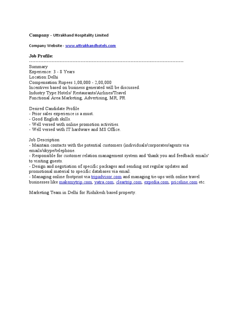 Online Sales Executive JD Uttarakhand | PDF