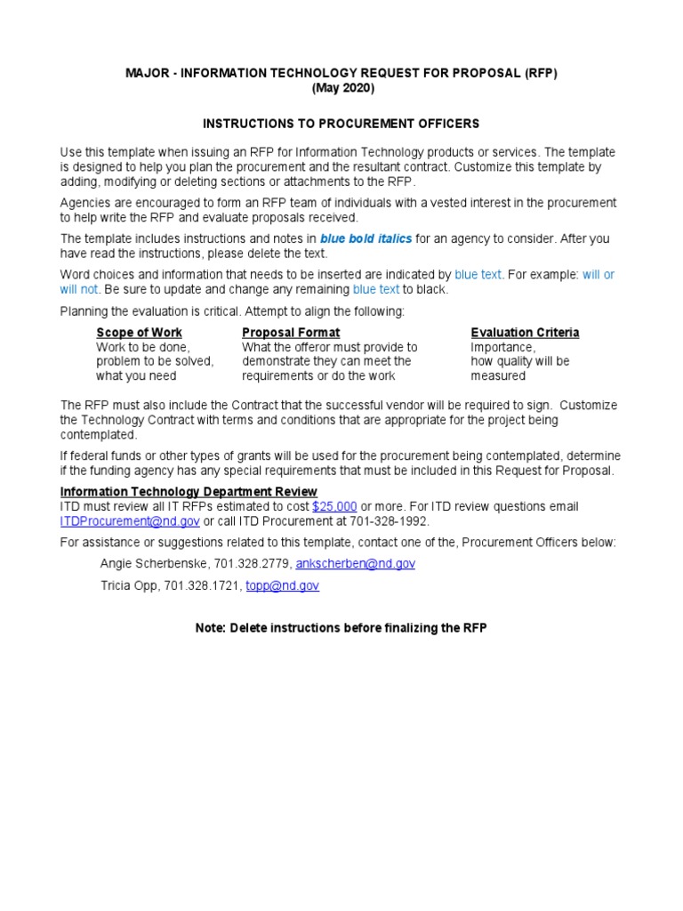 IT RFP Template and Guidelines | PDF | Request For Proposal | Offer And ...